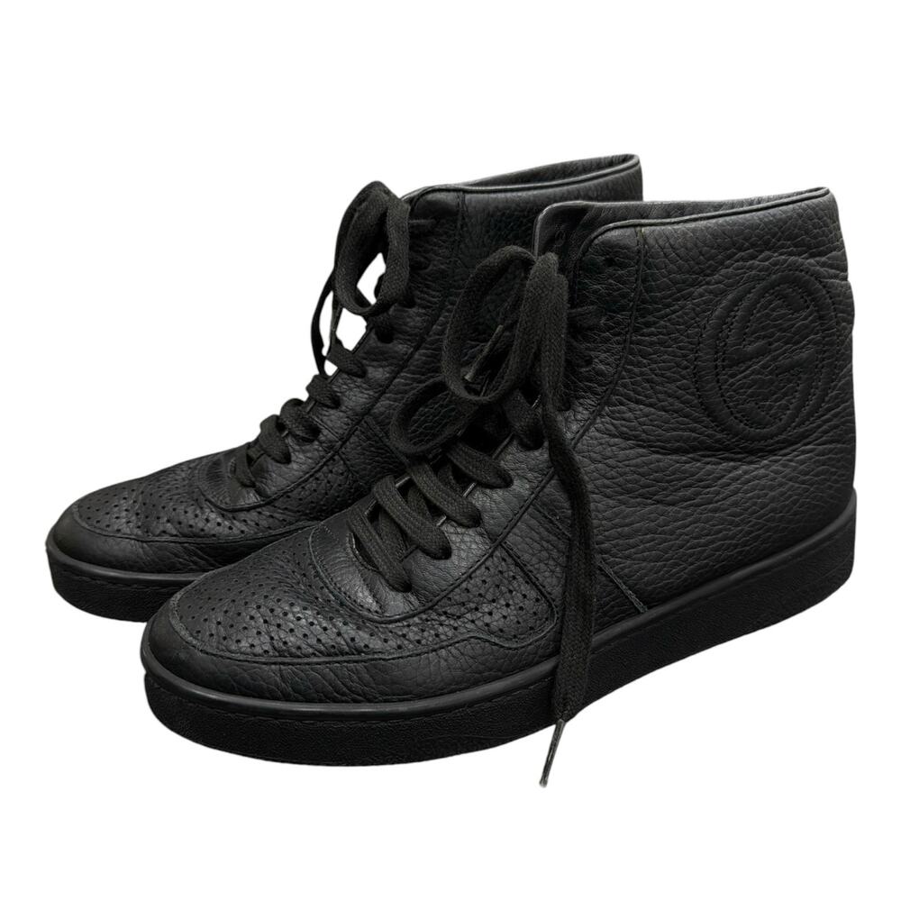 Gucci Women’s US 5/5.5 GG Soho Pebbled Leather High-Top Sneakers